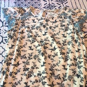 Loft White And Blue Top